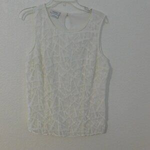 Van Heusen Womens Size Large Sleeveless Top Sheer Overlay Ivory